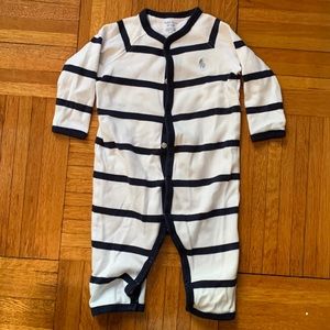 Ralph Lauren Button Up 9 month navy and white play suit